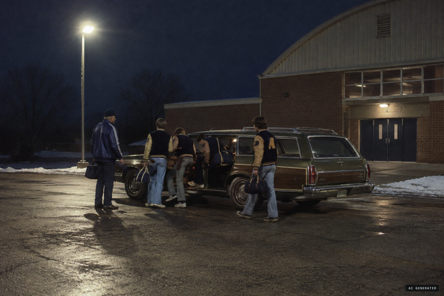 Coach Reggie Bone and his players head home after a game