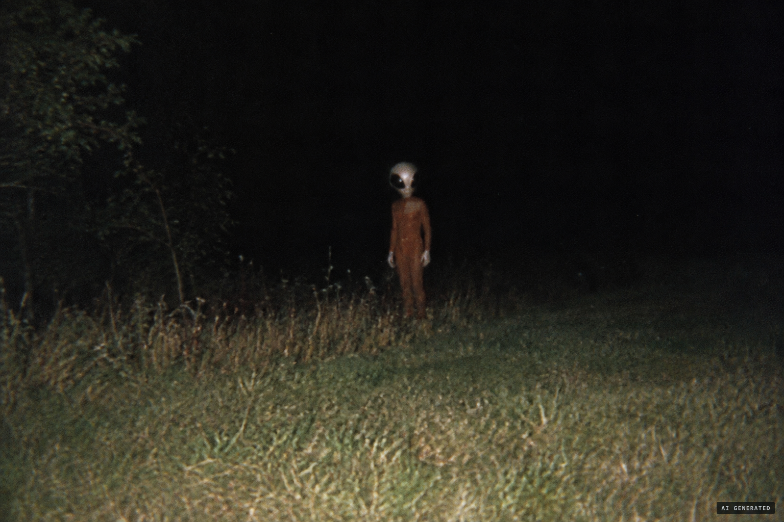 The being with a very large head and a rust-colored jumpsuit
