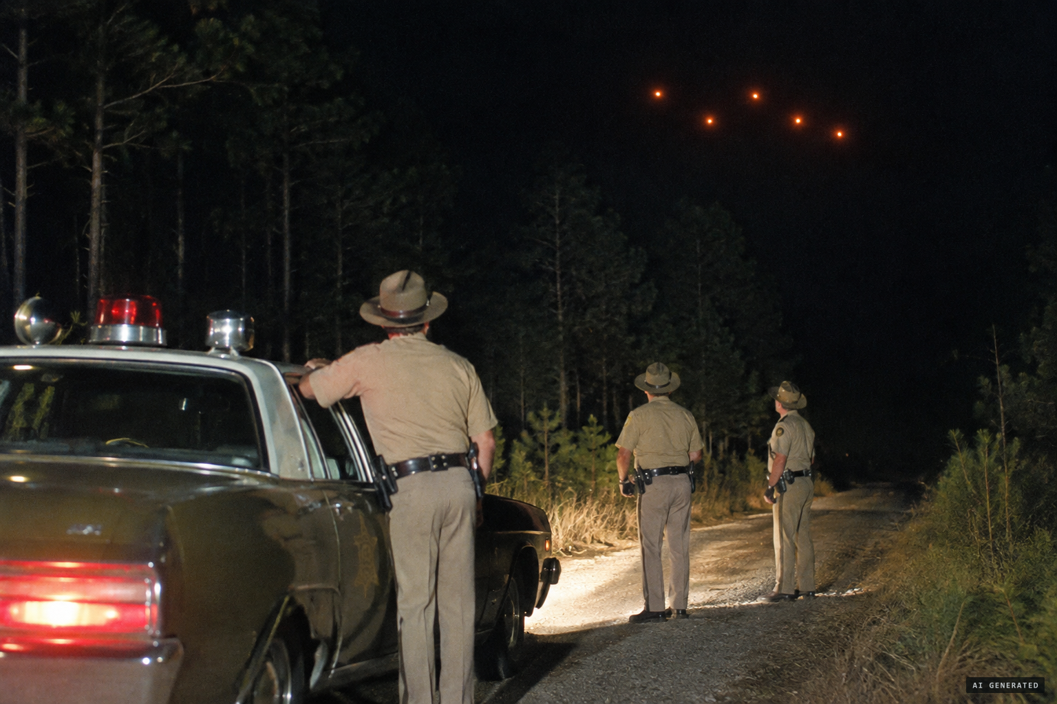 Deputies spot five orange-reddish objects over the piney woods