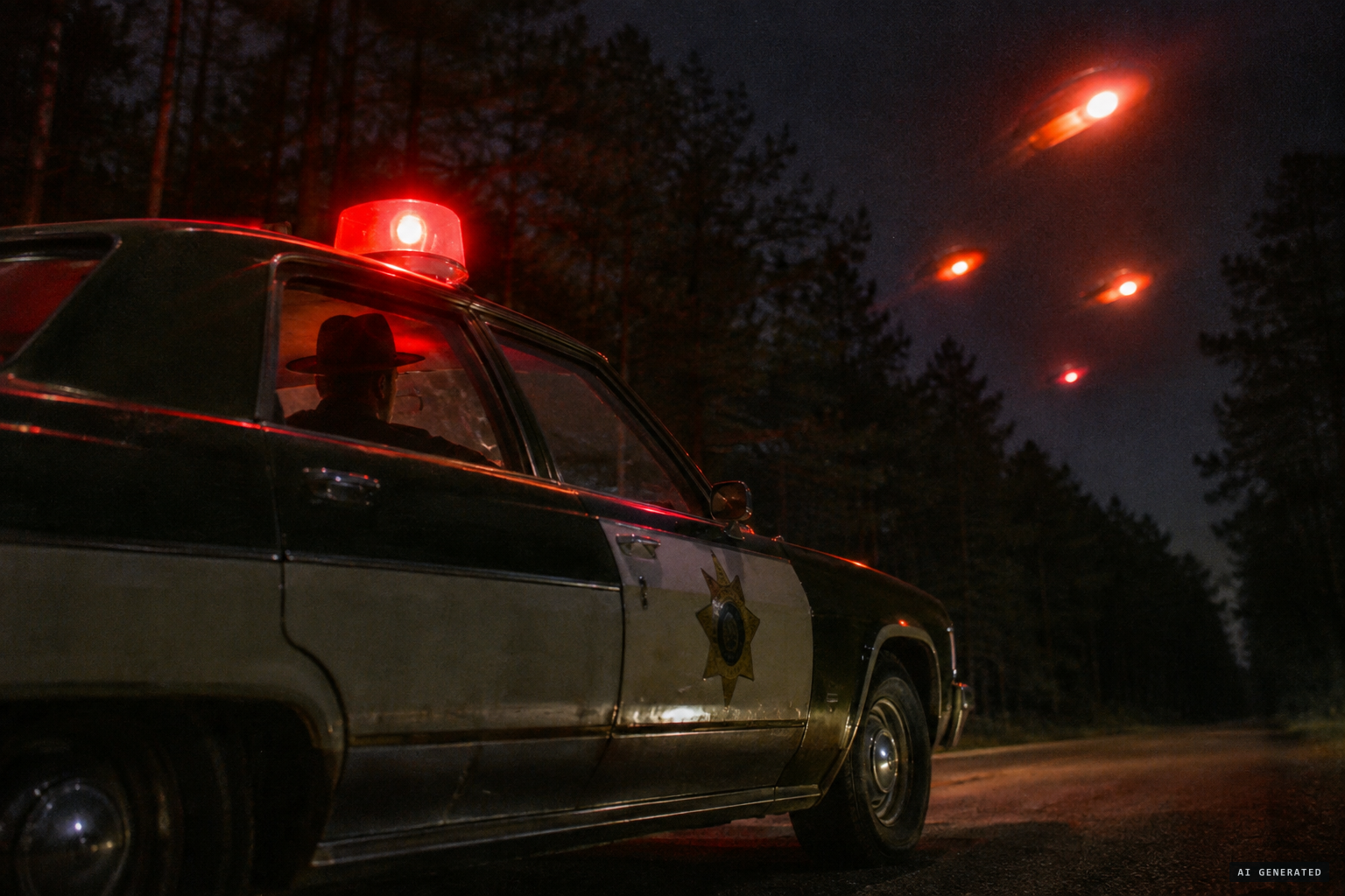 He switched on his red lights and they came down at his patrol car