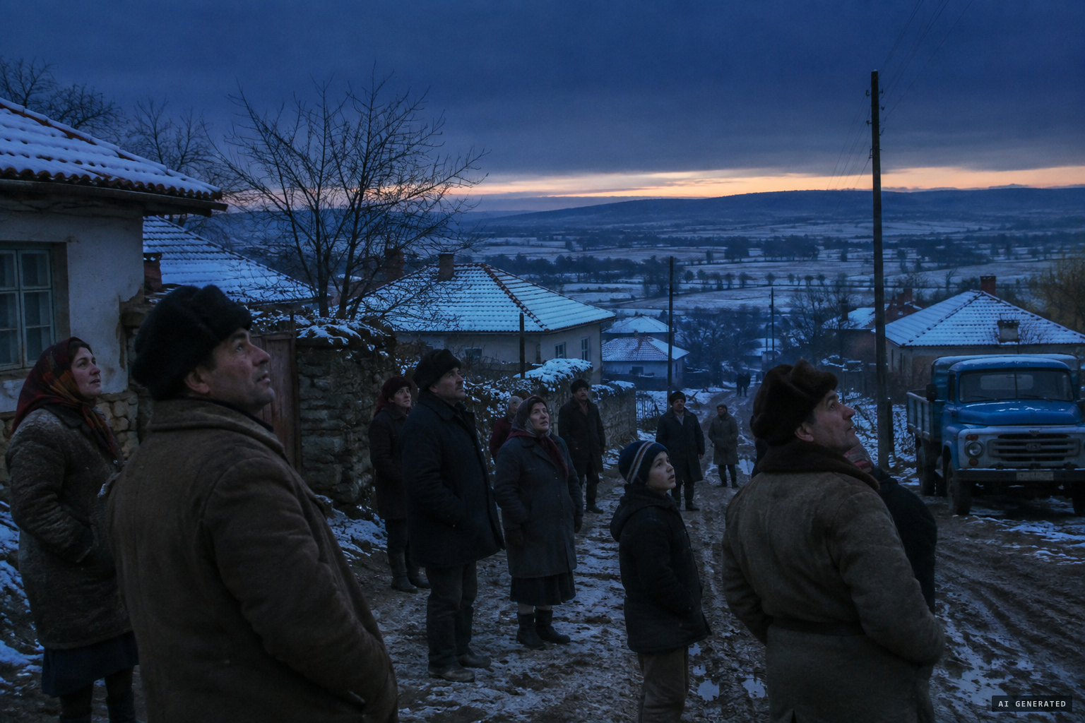 Before dawn on December 29, 1978, villagers in Bohot turn their eyes to the sky