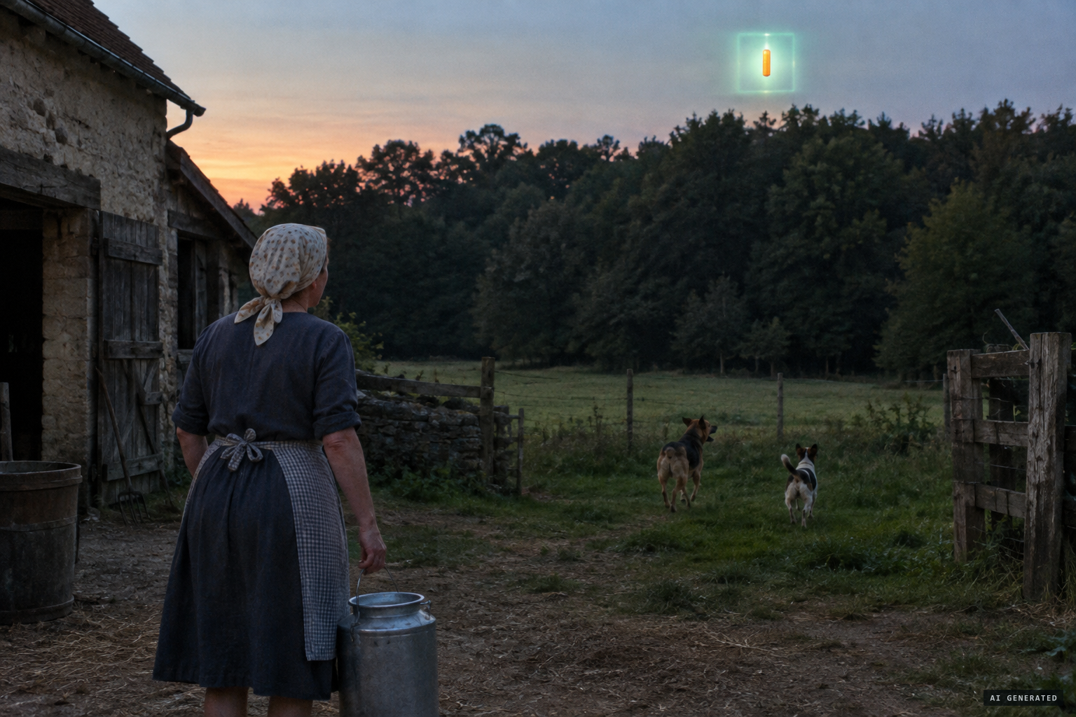 Mathilde Guainet sees an orange cylinder in a square of pale green light above the wood