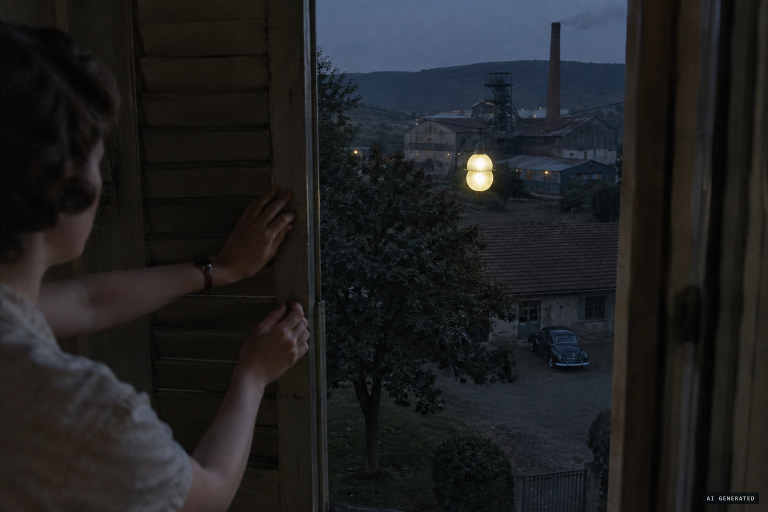 Thérèse Fourneret sees a yellowish globe, lit from within, above the courtyard tree