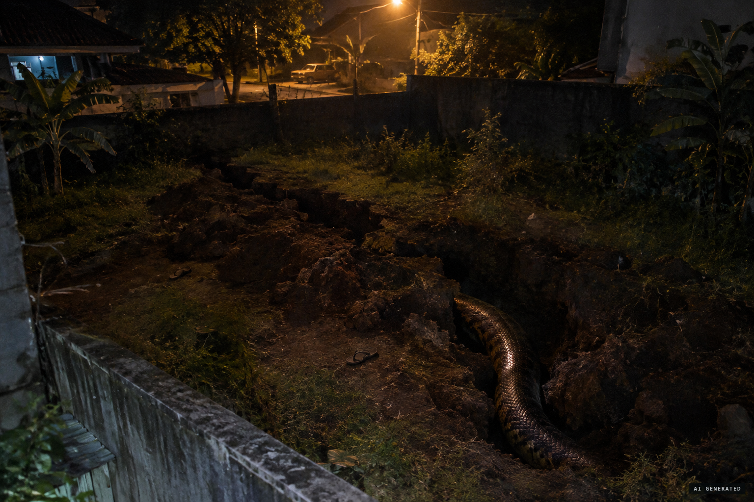 A guard's tale: the ground split and a huge snake carried the seller down