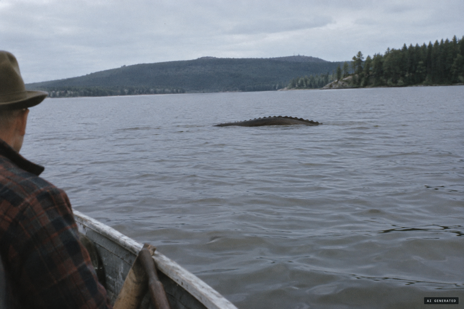 Witnesses describe a hairless brown-black animal with a sawtooth fin