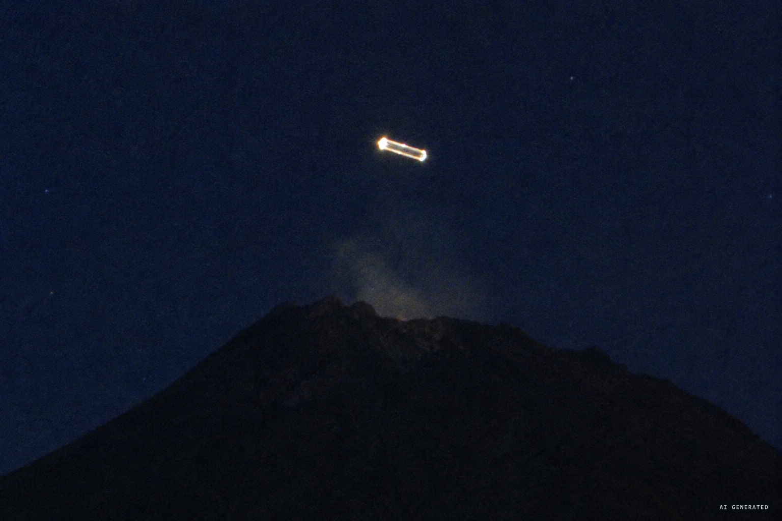 The camera catches a brightly lit cylindrical object with shining edges