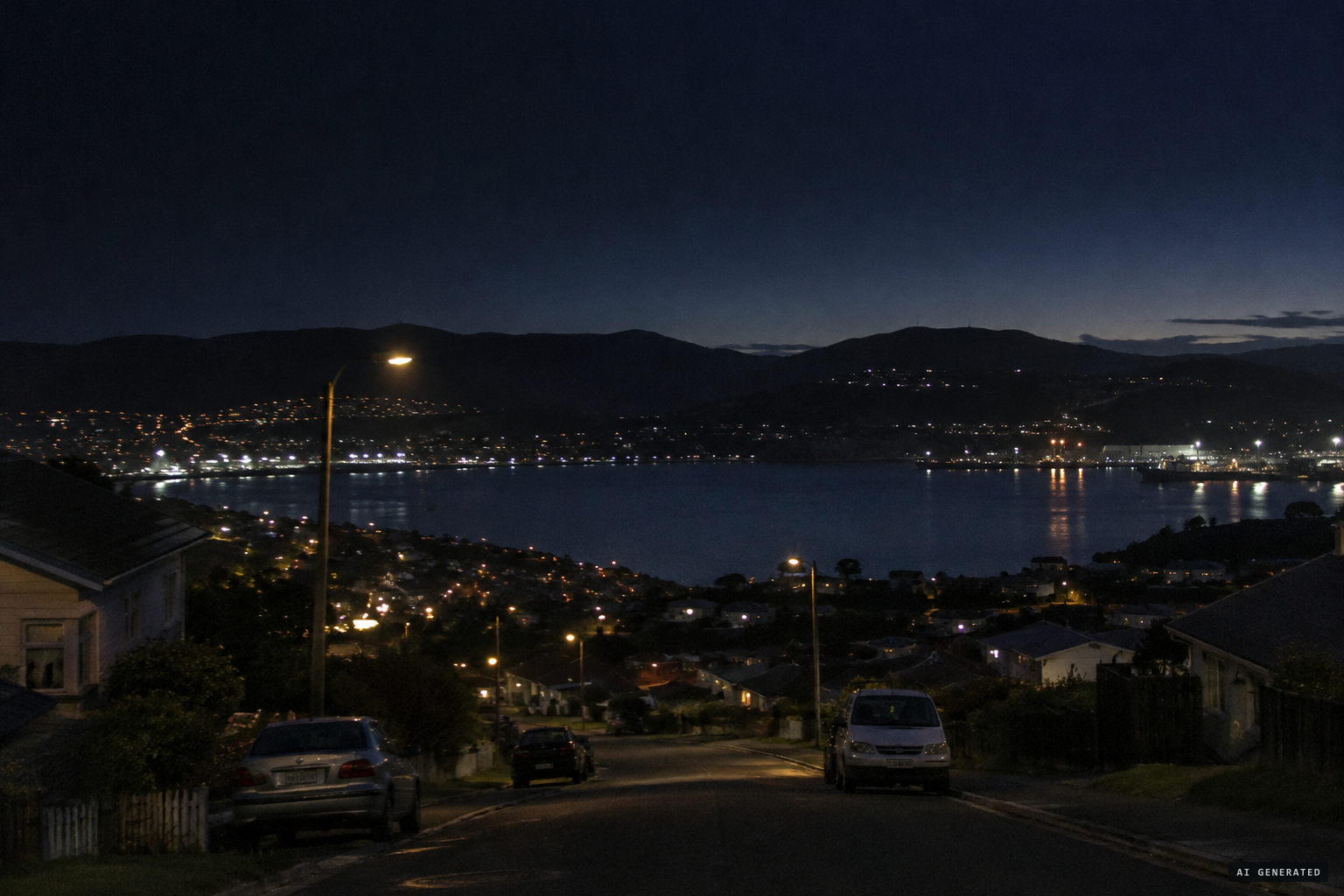 Porirua, in New Zealand's Wellington Region, before dawn on 3 August 2020