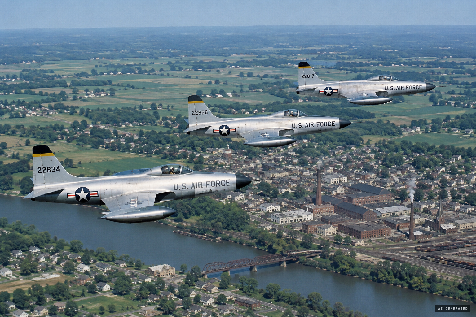 Three F-94 Starfires in the air near Pottstown, 8:40 a.m.