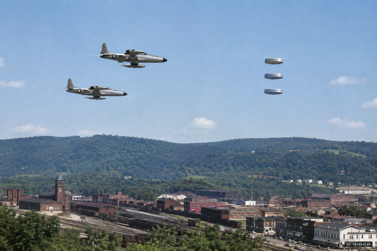 Over Altoona at 12:50 p.m., three cylinders in a vertical stack