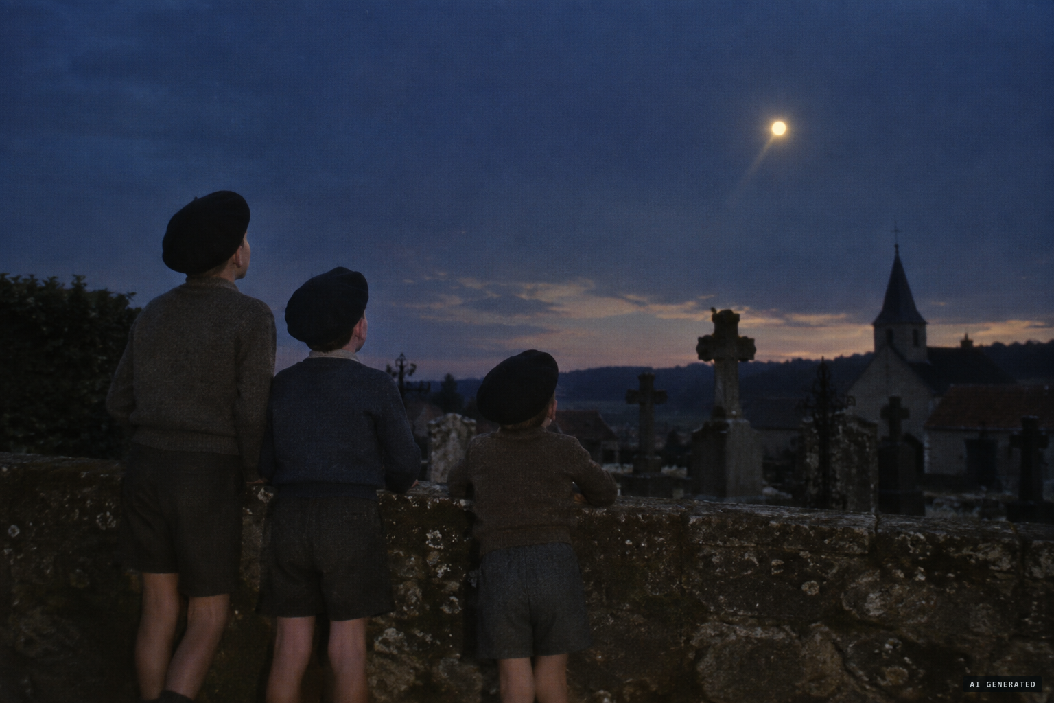 8 October: the three boys see something luminous in the sky near the cemetery
