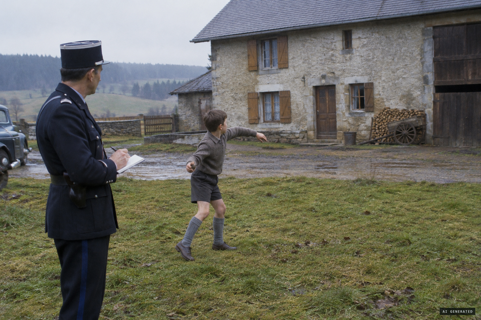 Captain Brustel has the children re-enact the scene