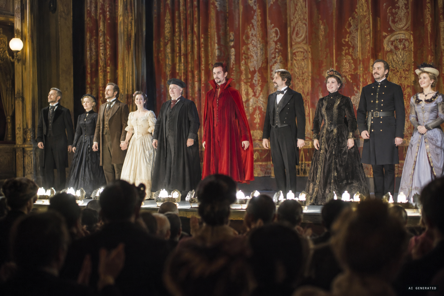 The curtain call: the company bowing alongside him