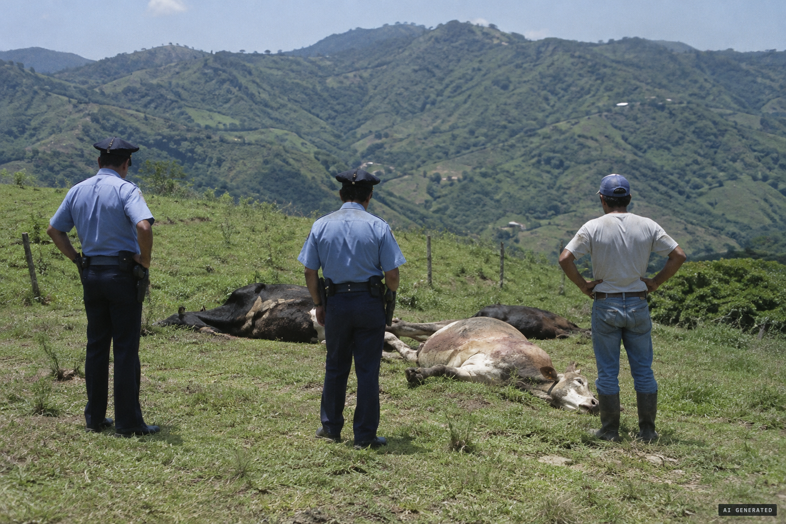 A discovery, not a sighting: officers and finders looking at the carcasses