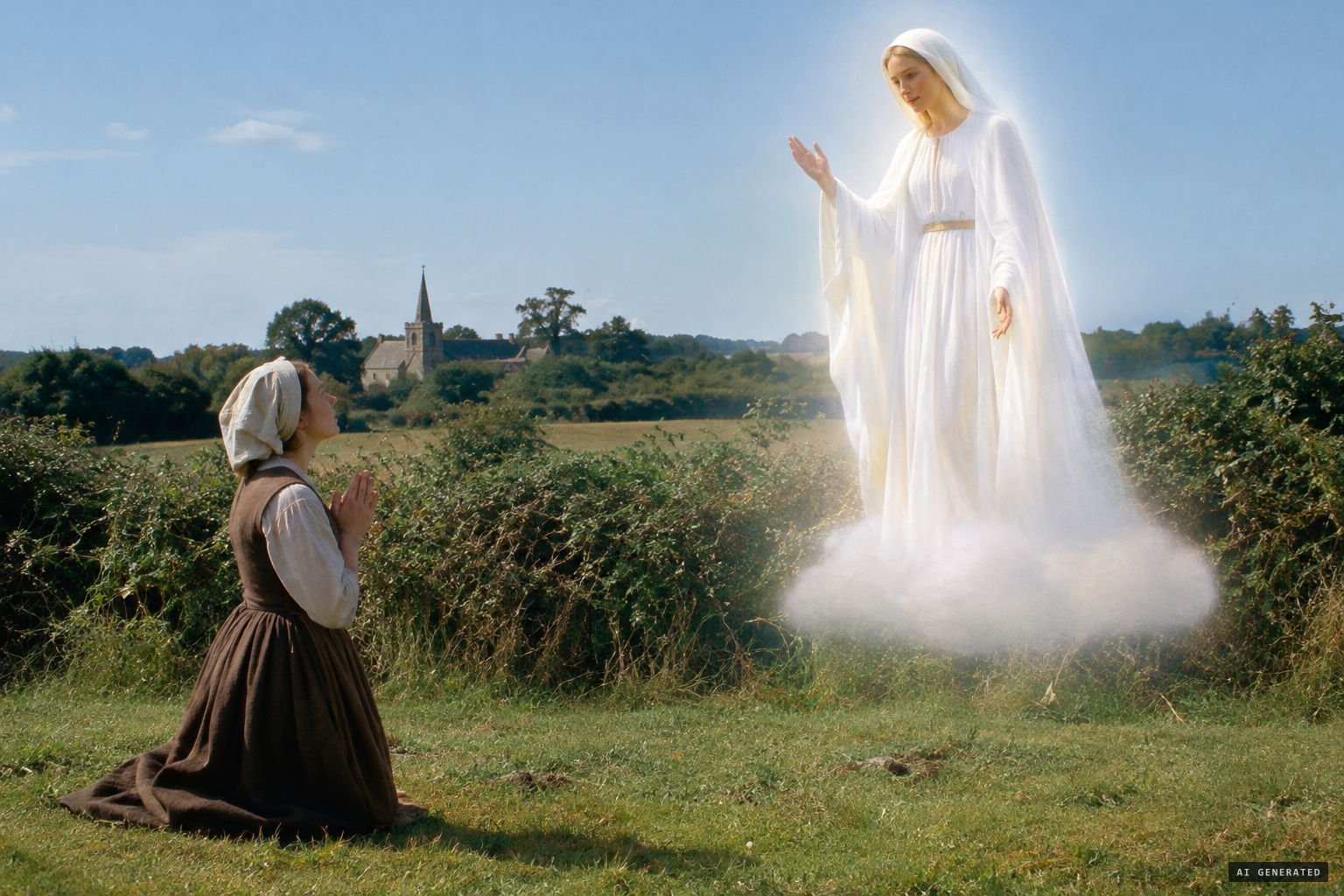The lady names herself the Virgin Mary and asks for a chapel