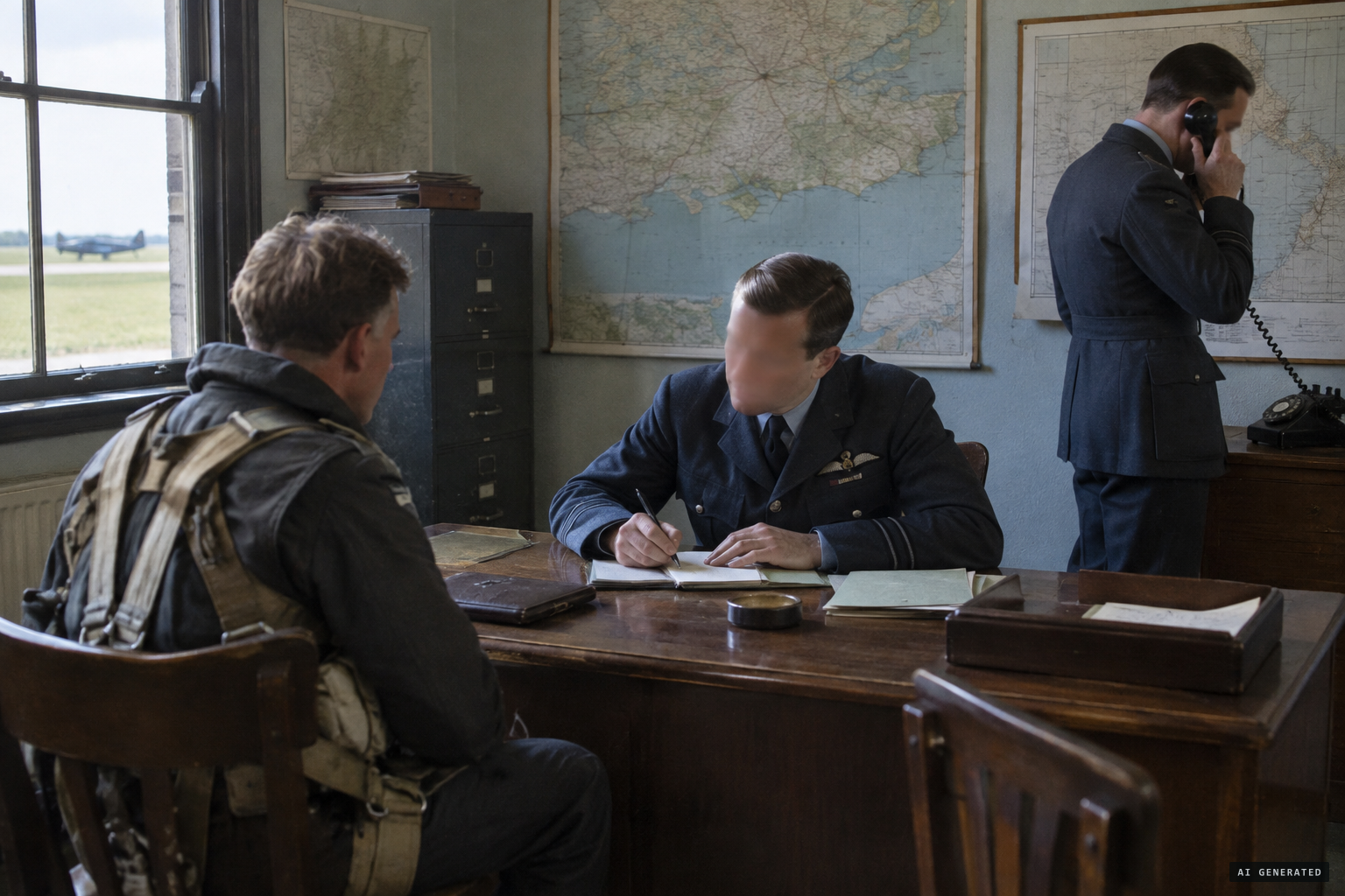The pilot is debriefed as Tangmere calls Wartling