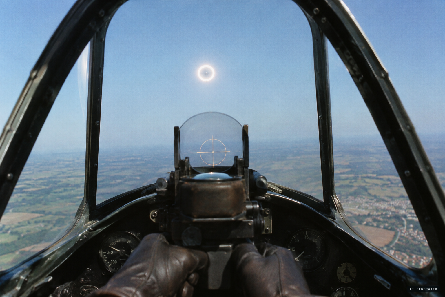 Directly ahead, a bright circular object glowing around its perimeter