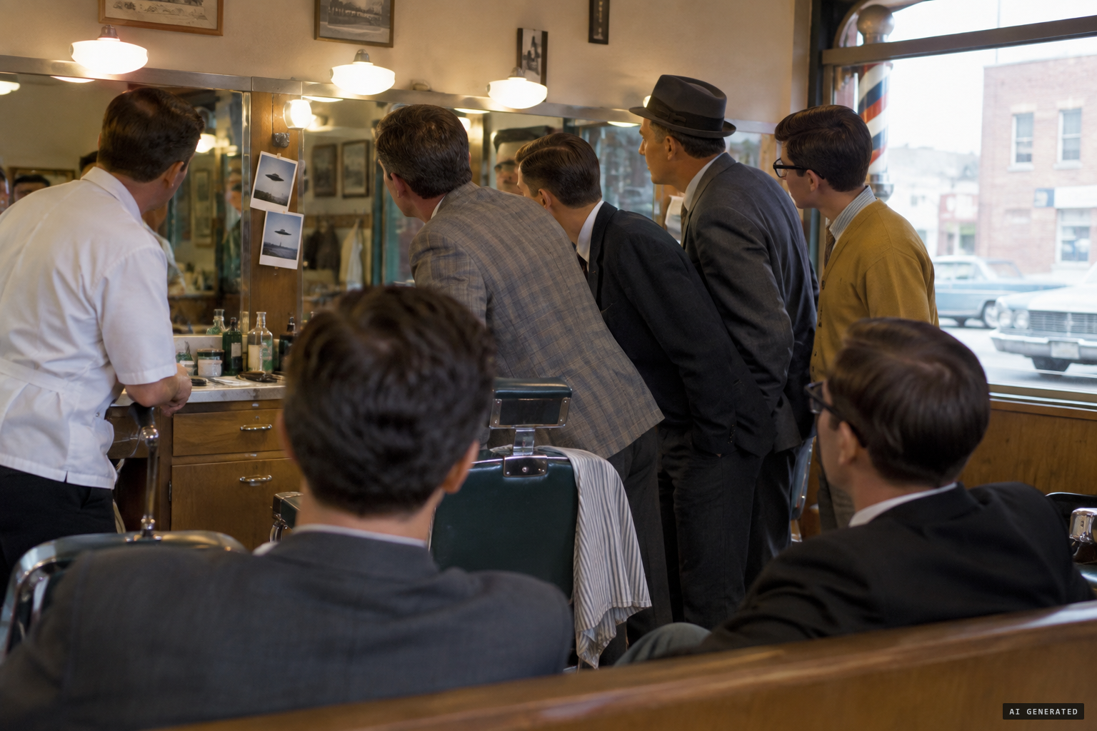 The saucer prints go up in Ditter's barbershop