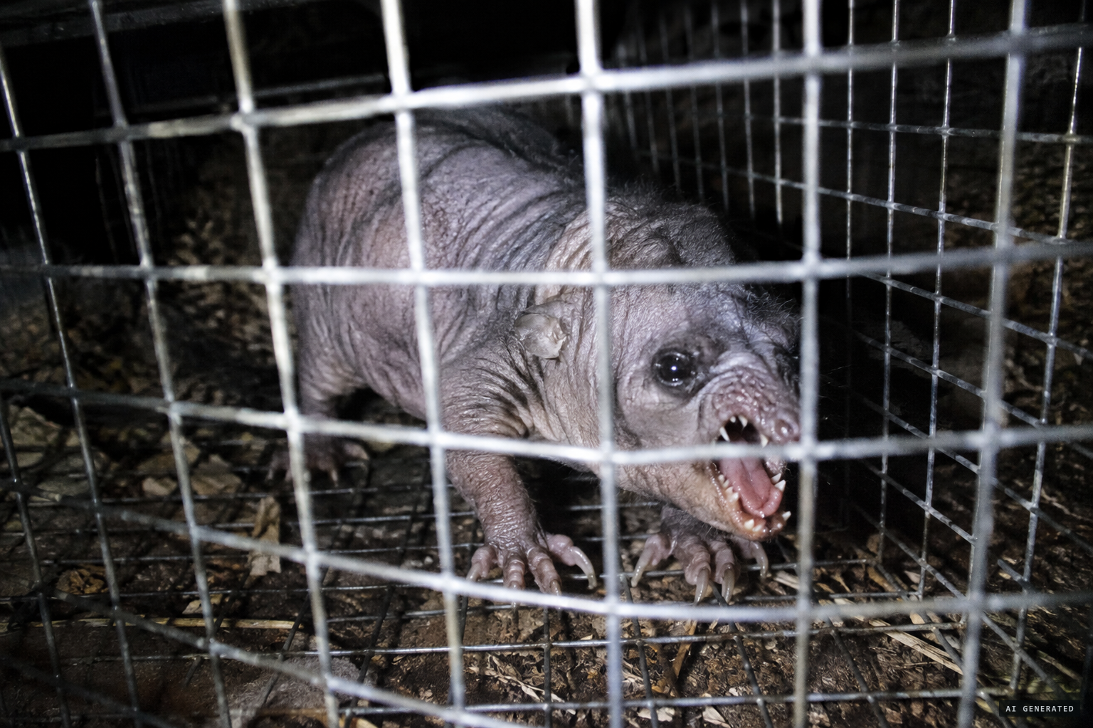 Hairless back, large claws, countless teeth and a ferocious growl