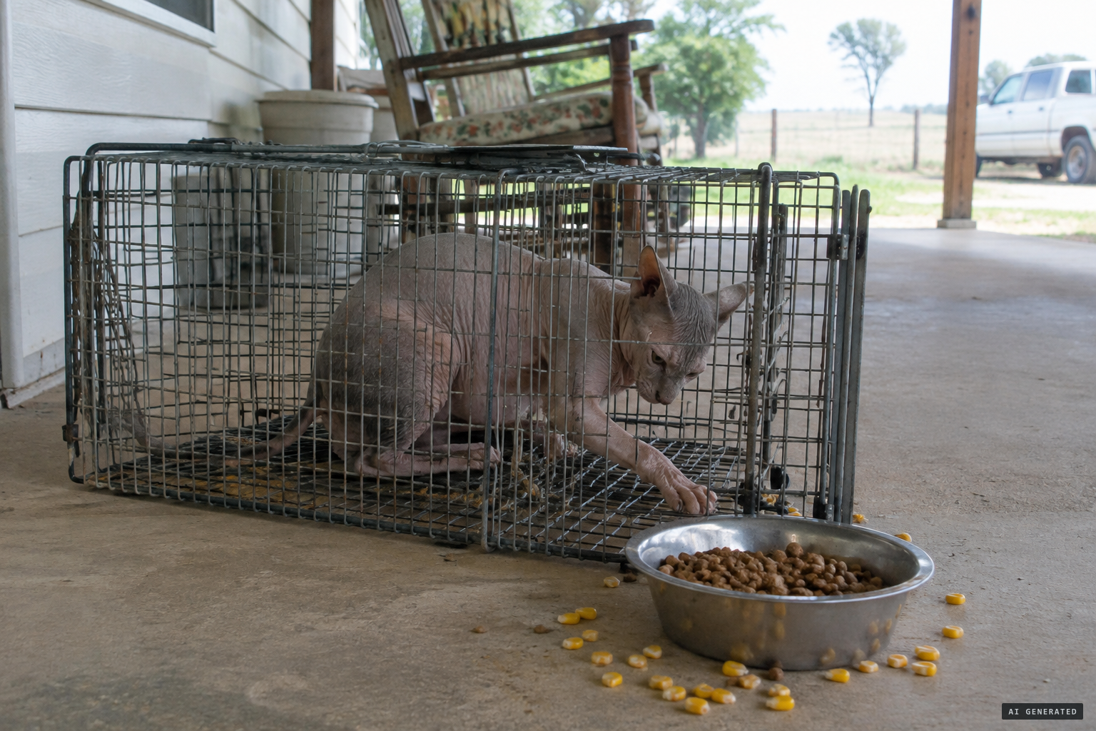 The family kept the animal for days, feeding it cat food and corn