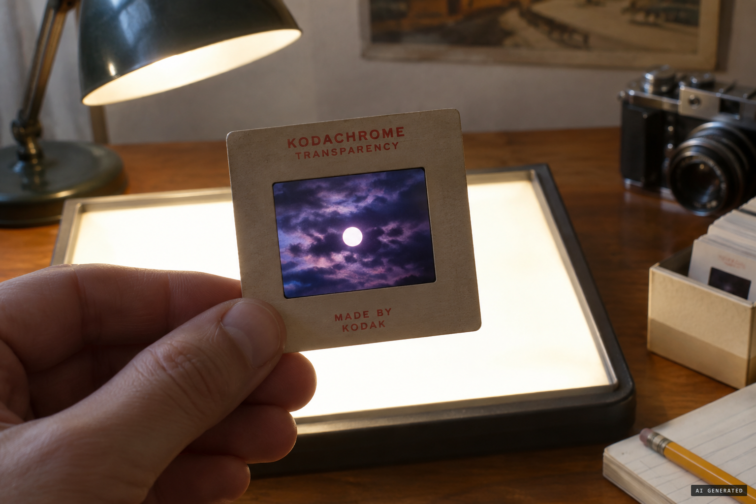 The single Kodachrome slide: a uniform white light with no reddening