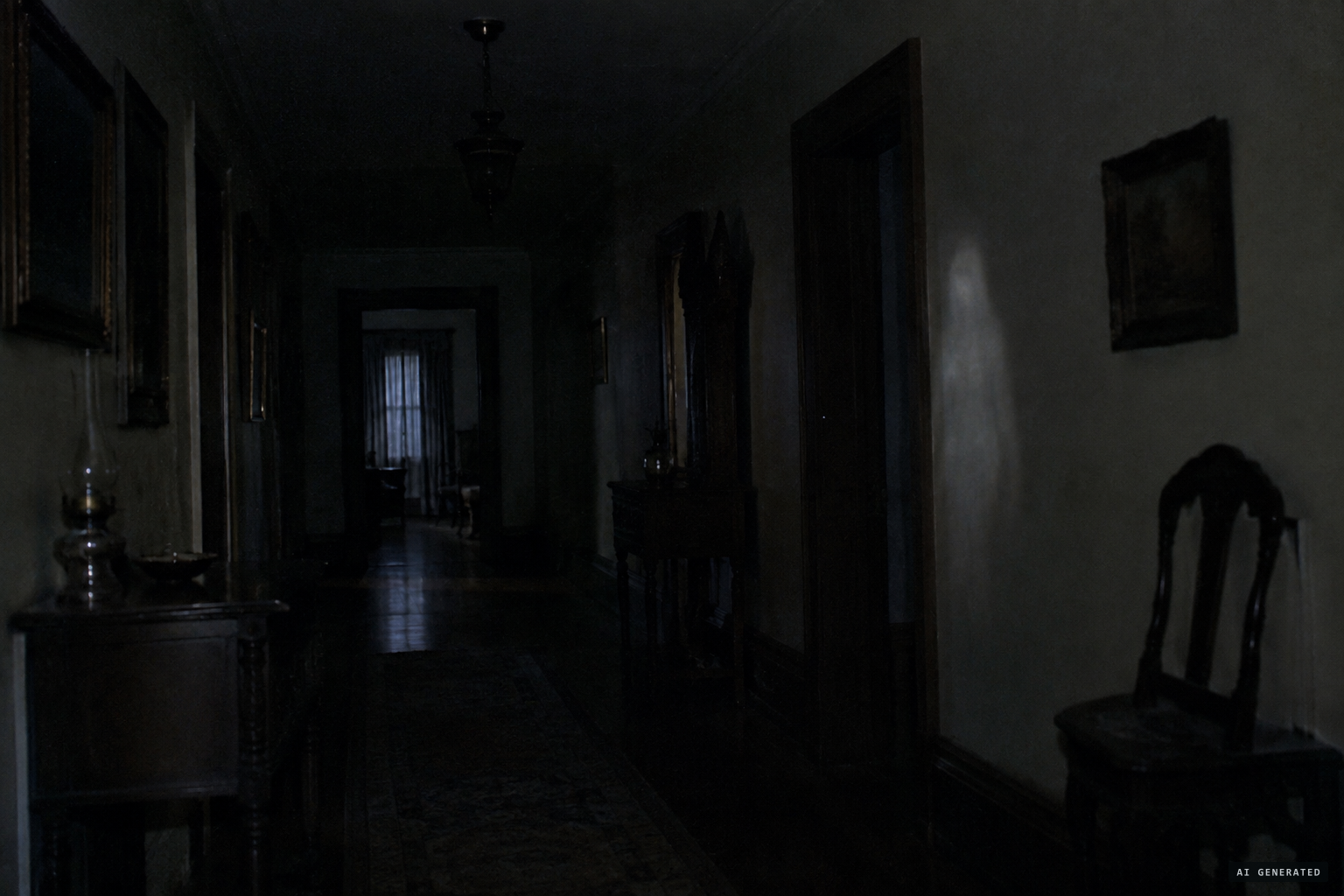 Something filmy white appears on the wall