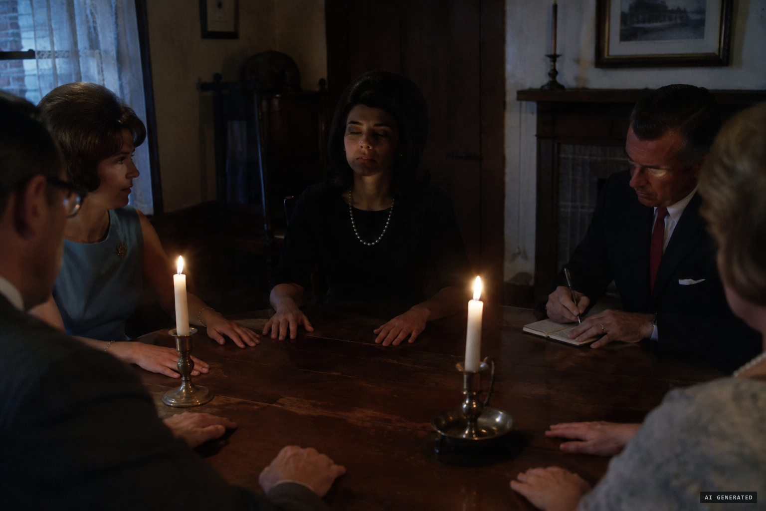 Hans Holzer and Sybil Leek hold a séance in the house