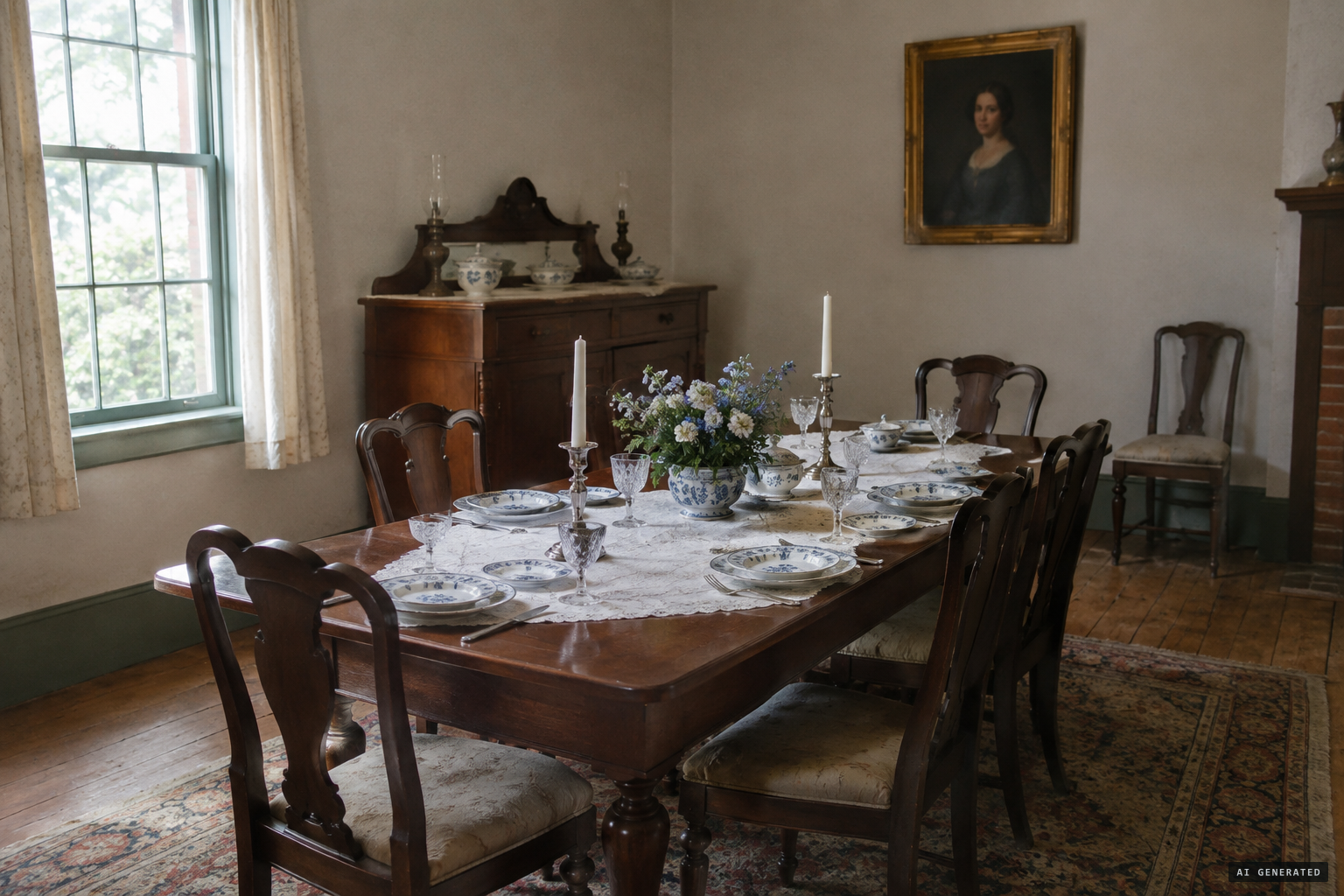 No photograph or recording: only the rooms and a portrait on the wall