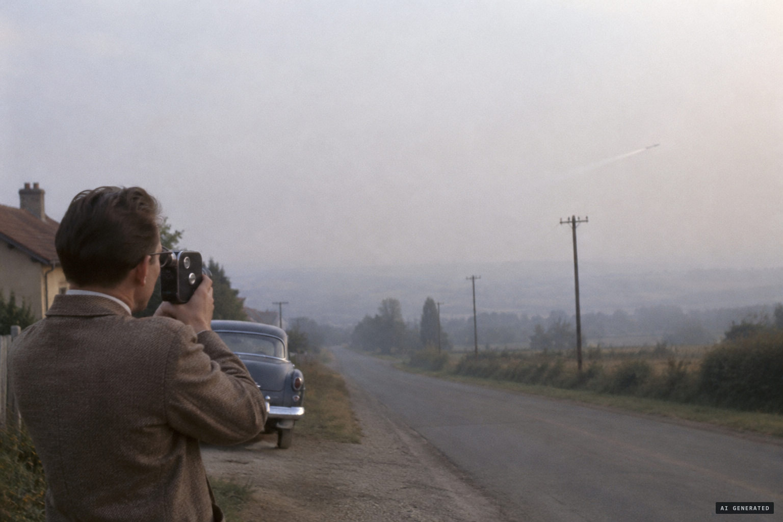Valéry hastens to film the cigar with his 8 mm camera, unsure in the poor visibility