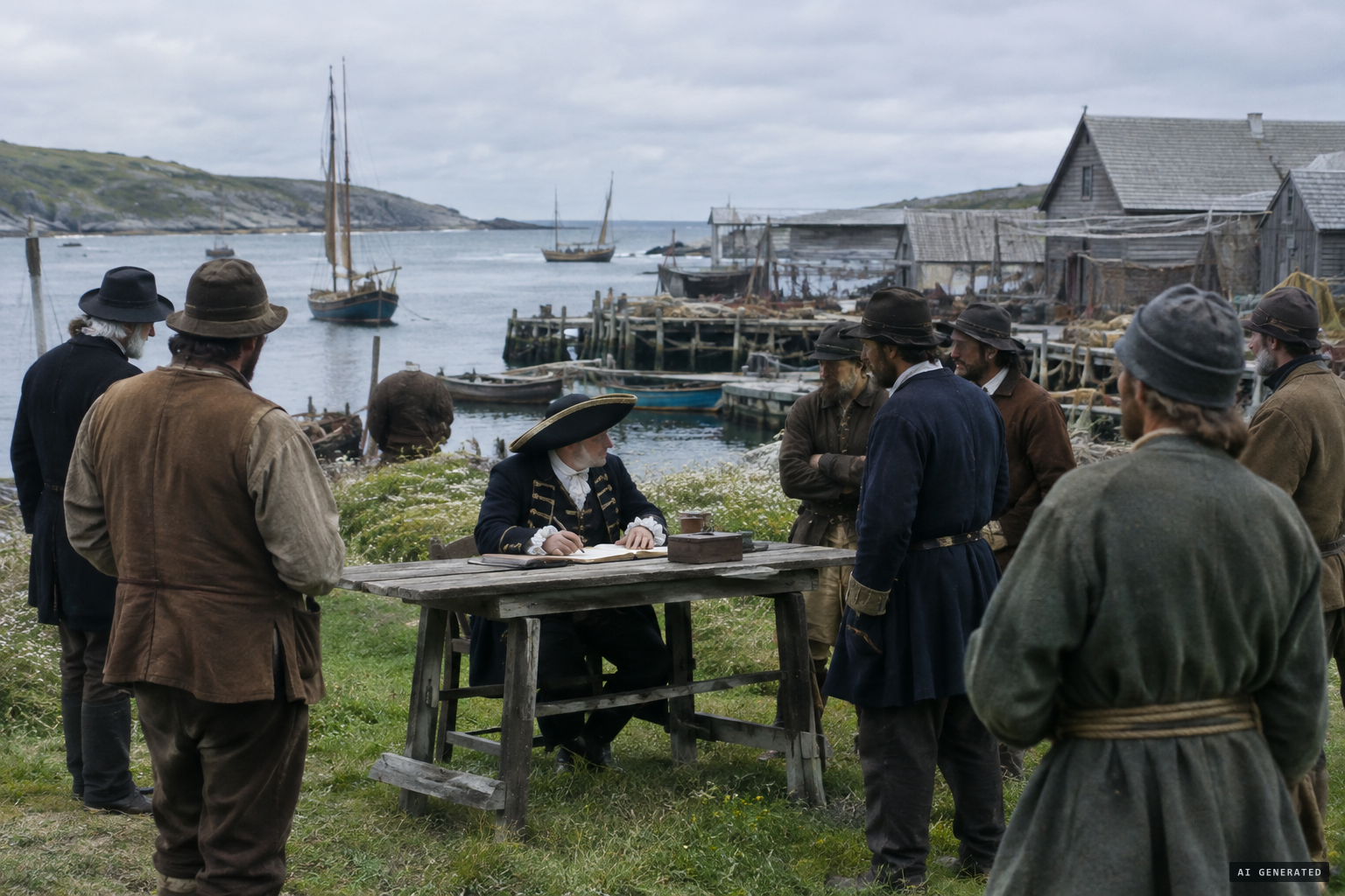 The first formal court of justice in Newfoundland, held at Trinity