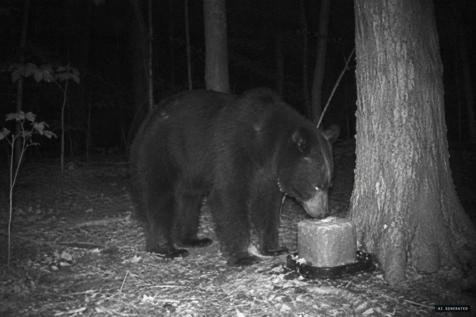 At 20:02 the camera catches an adult bear near the salt lick