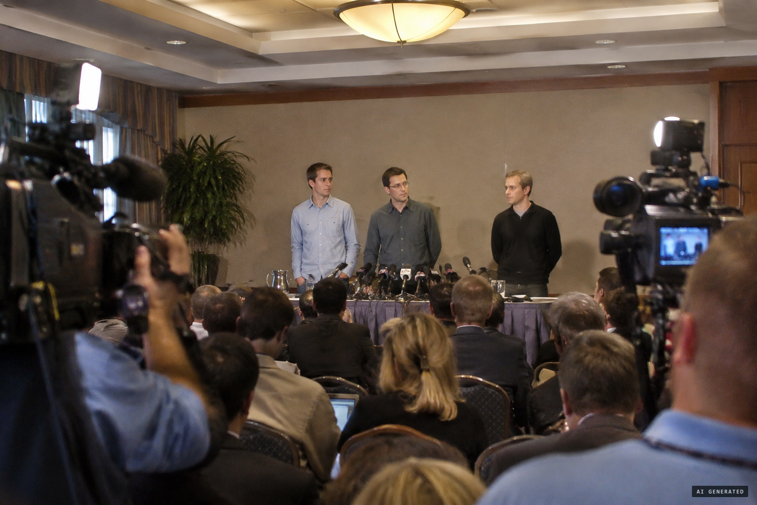 Whitton, Dyer and Biscardi face the press in Palo Alto