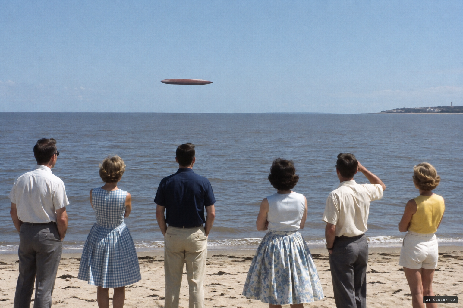 A reddish cigar hangs about 10 metres above the river at Colonia
