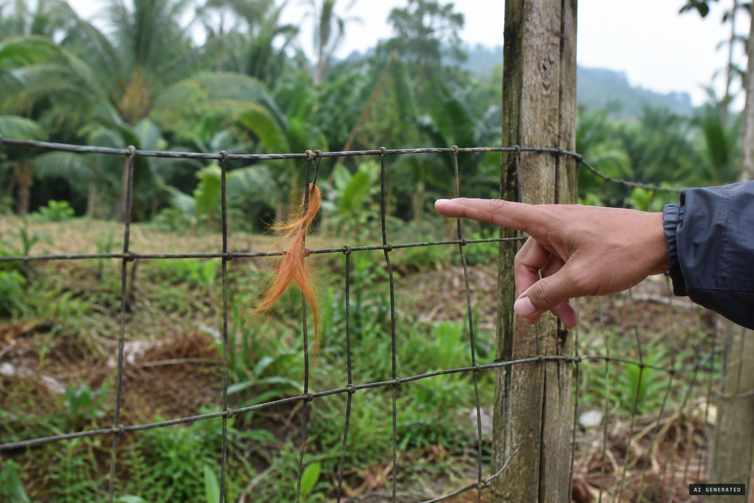 A single hair snagged on the fence where the animal jumped