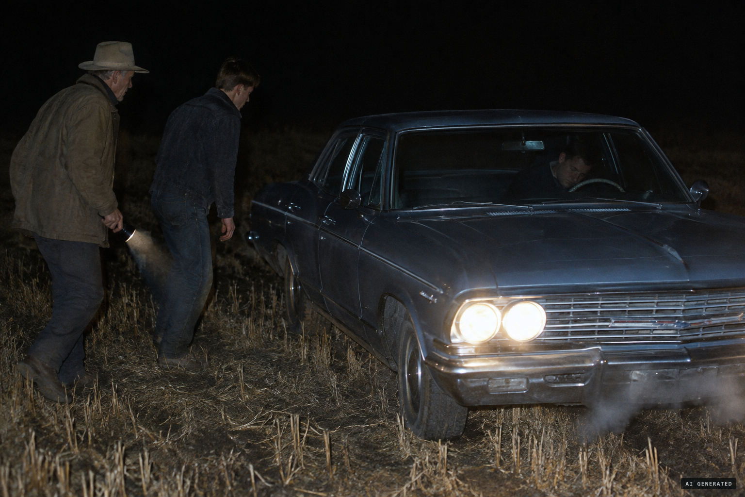 Hammon and Tossie find Begay in the running car, in near shock