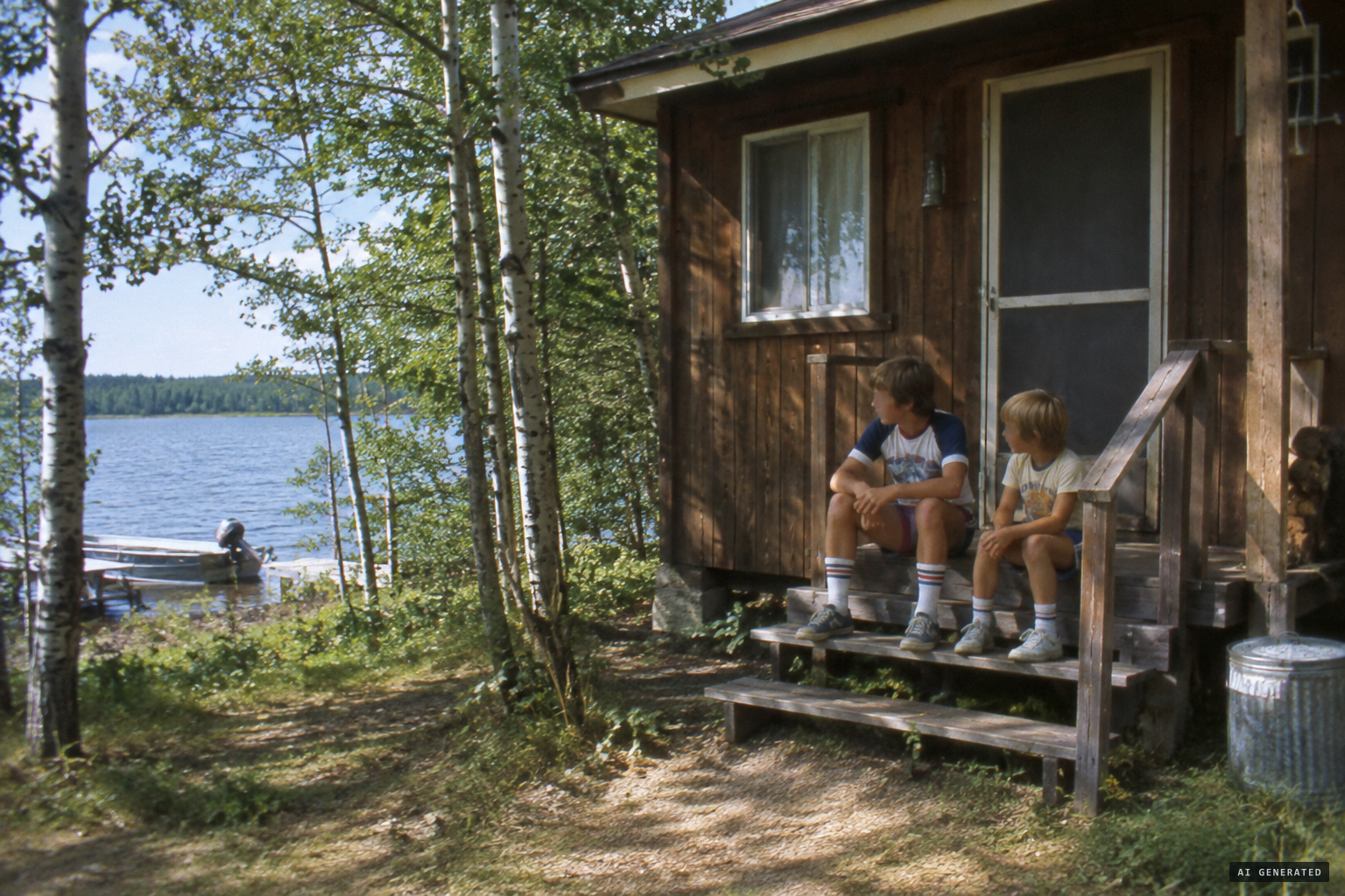 The Grosse family's modest cabin at the lake, summer 1985