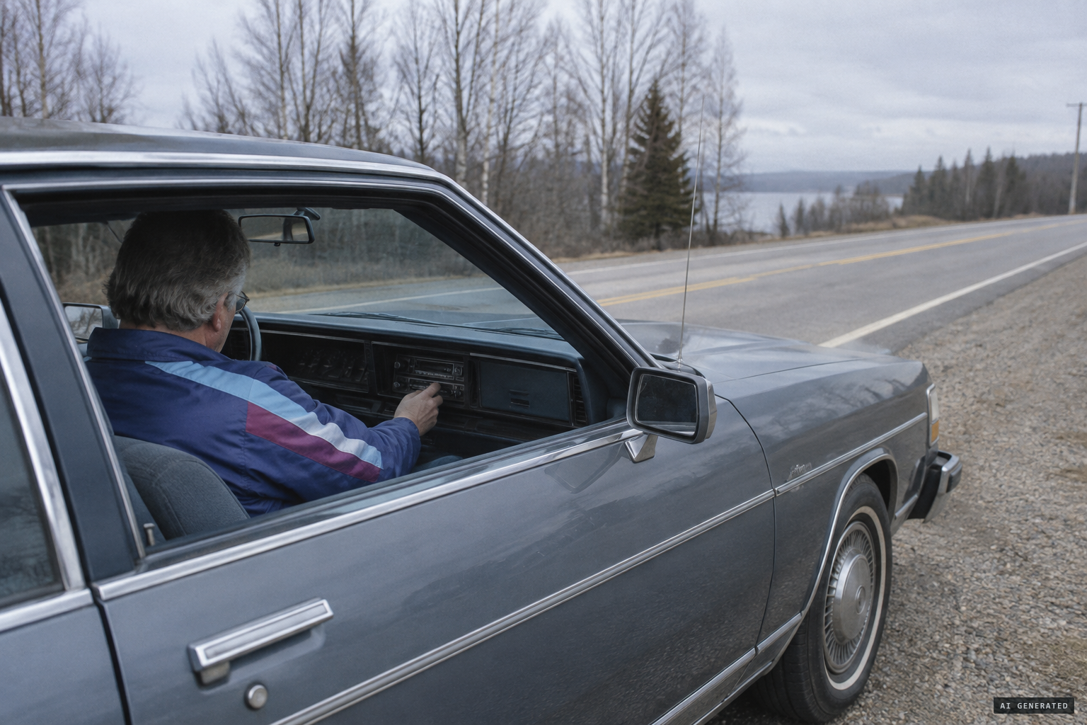 Fortney pulls off the road after hearing the song on his car radio