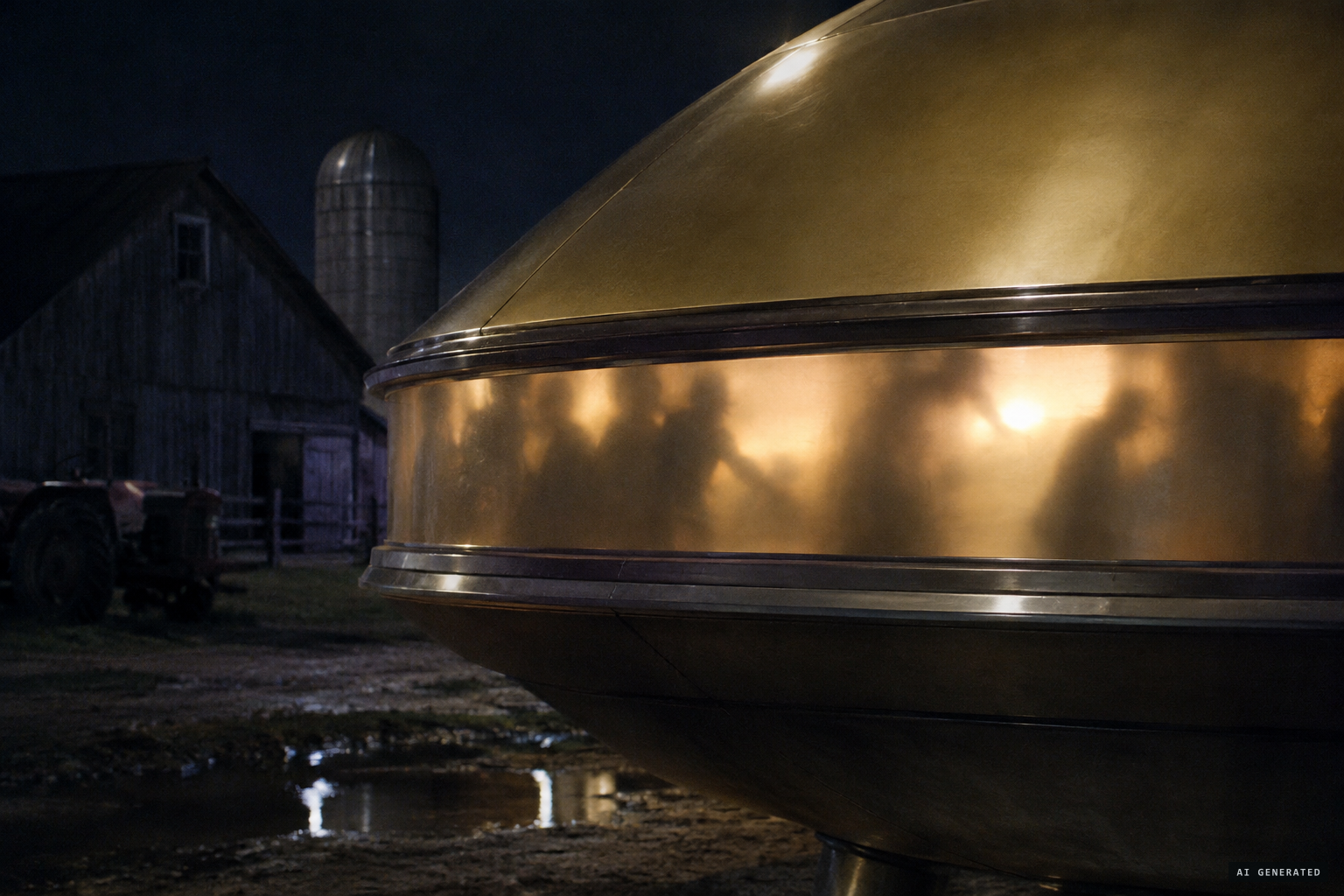 Between base and dome, something 'alive' moves like people passing a light