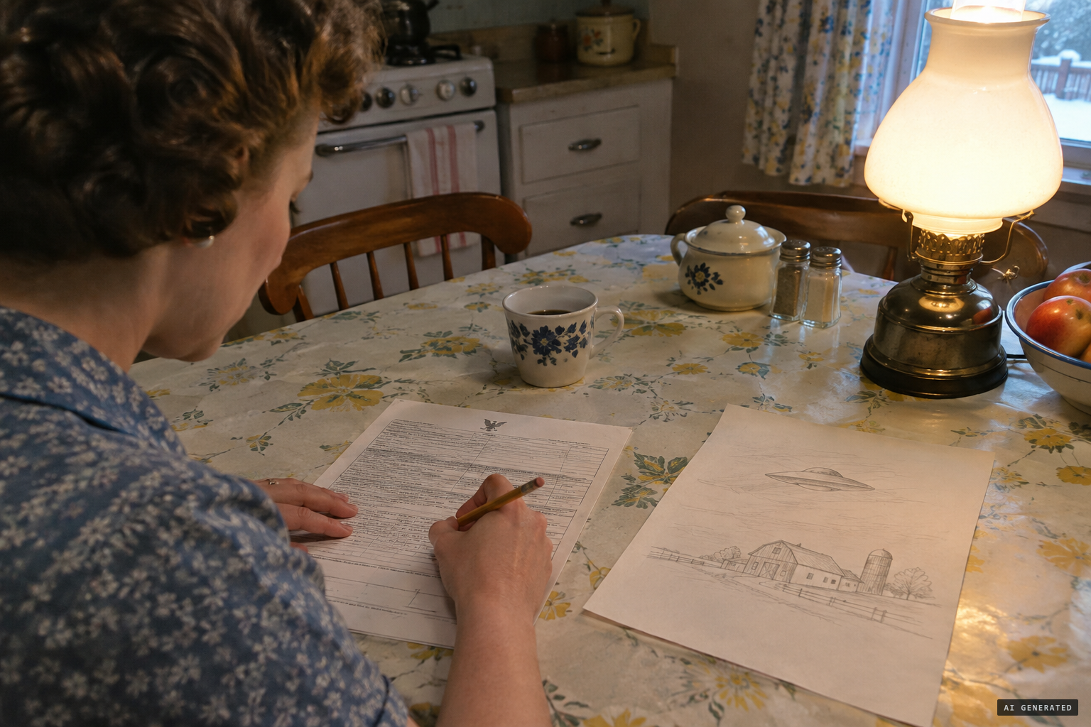 Two months later she fills out an Air Force form with a sketch