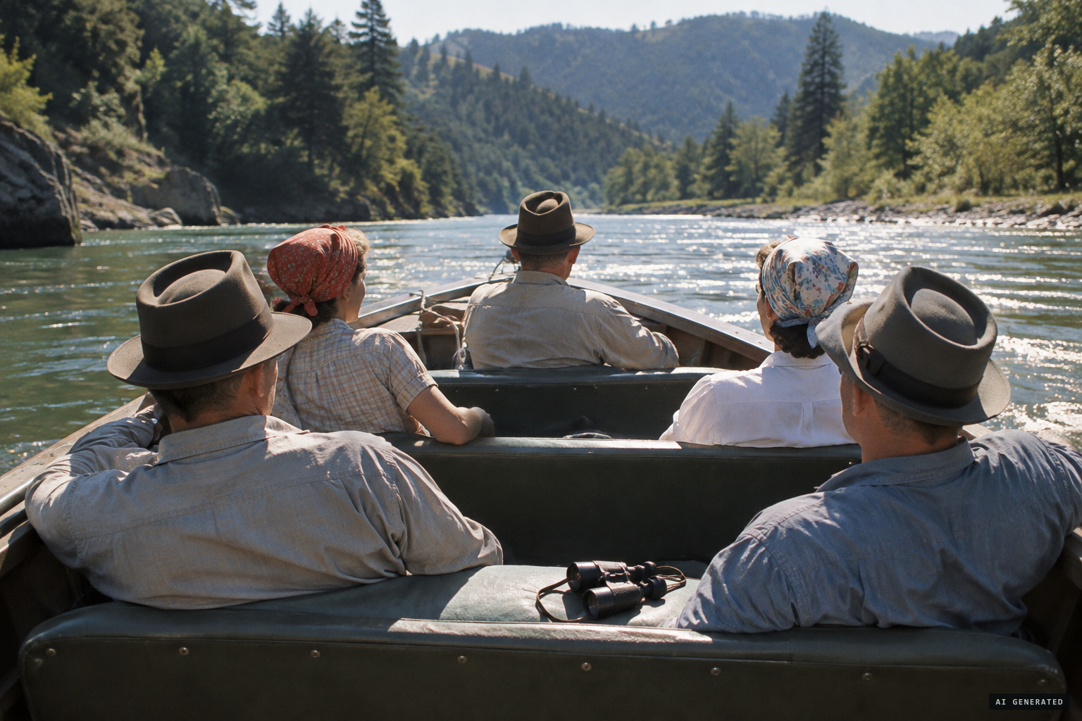The party aboard: two NACA Ames men, Roy McBeth and two women