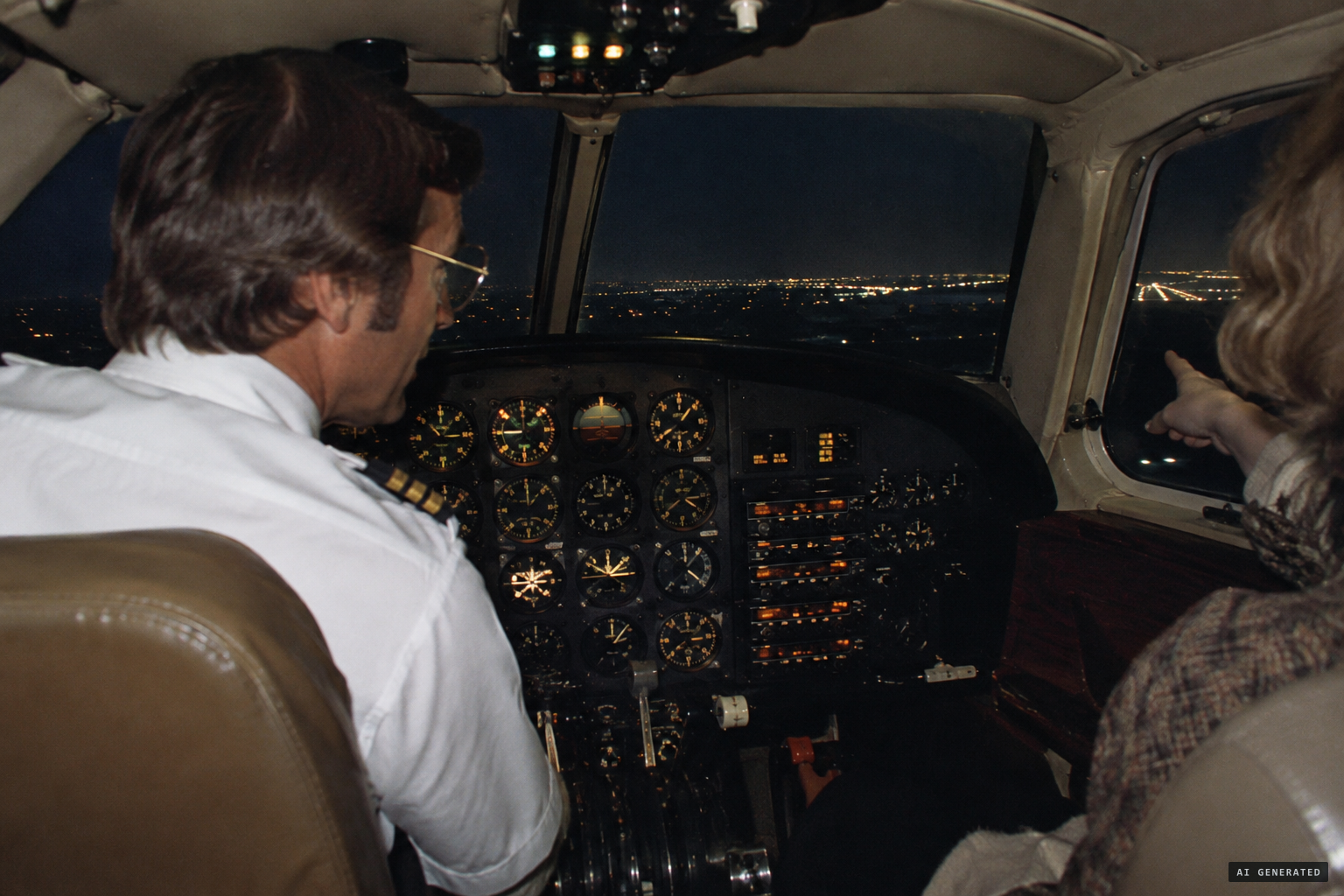 Passengers call the pilot's attention to a light behind the plane