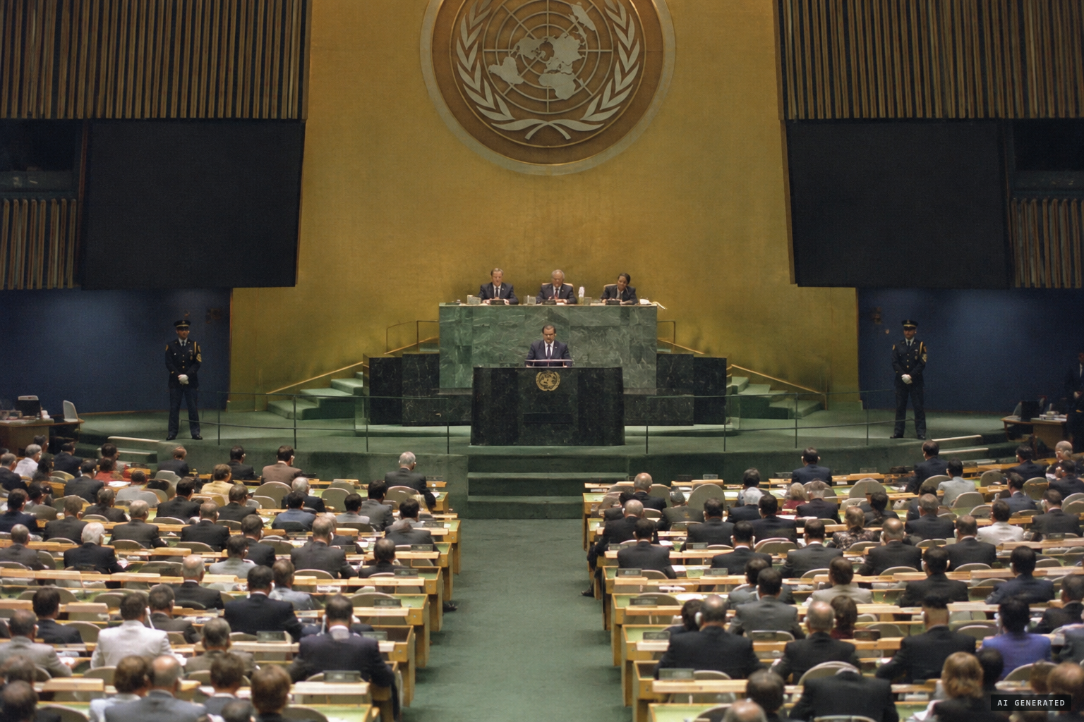 Reagan speaks of an alien threat at the United Nations, 1987