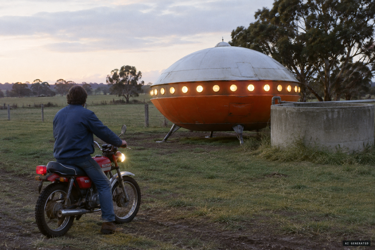 Blackwell rides his motorbike to within 50 ft of the landed craft