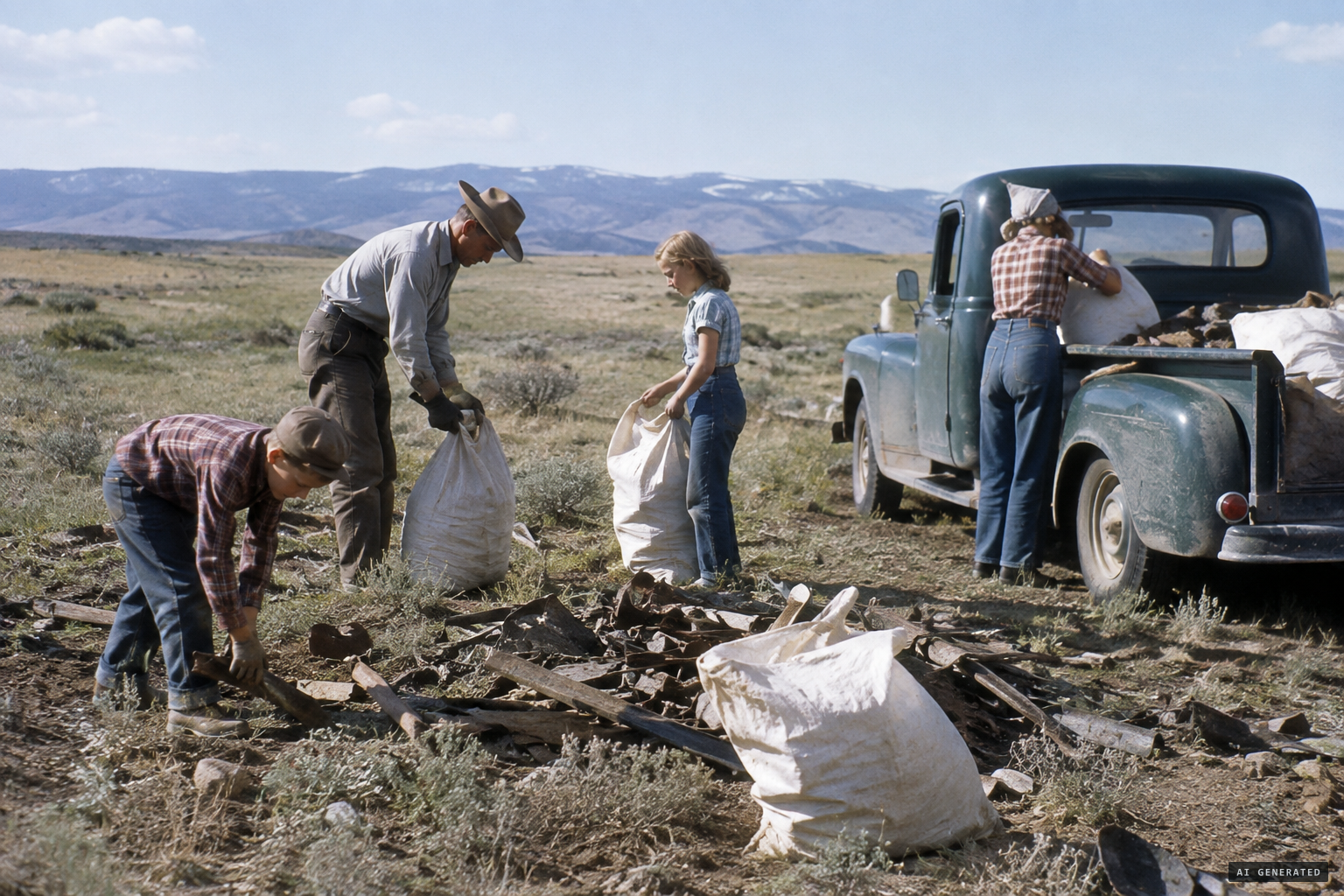 On July 4 Brazel returns with his family to gather the debris