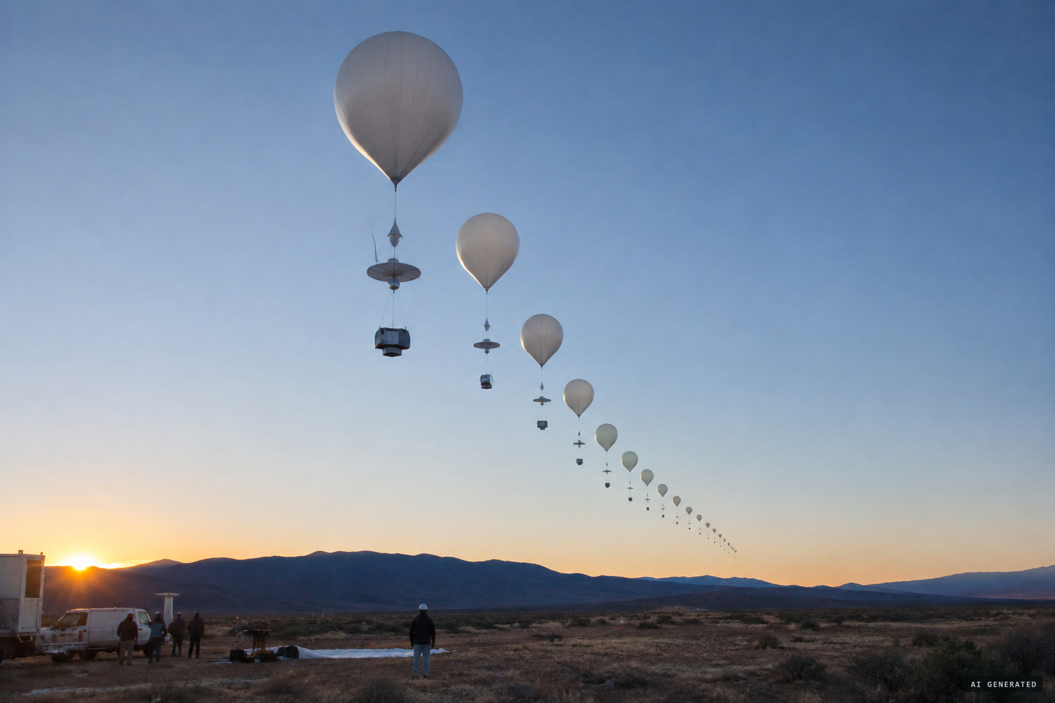 Project Mogul: balloon trains carrying microphones to listen for Soviet atomic tests