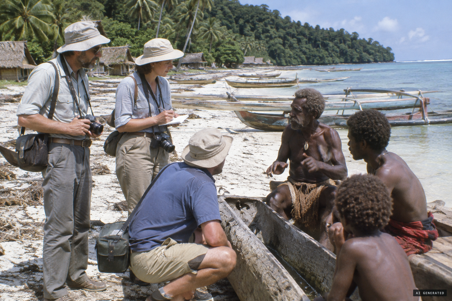 The 1983 expedition interviews villagers about the ri