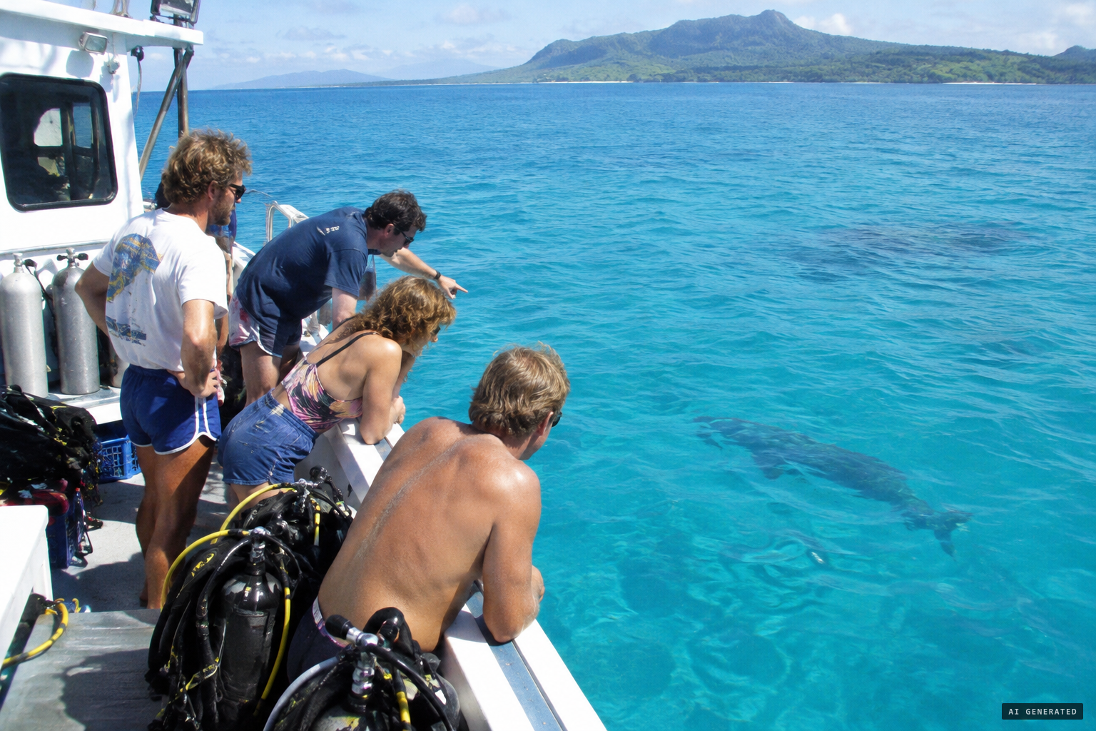 A ri is seen from the deck of the Reef Explorer