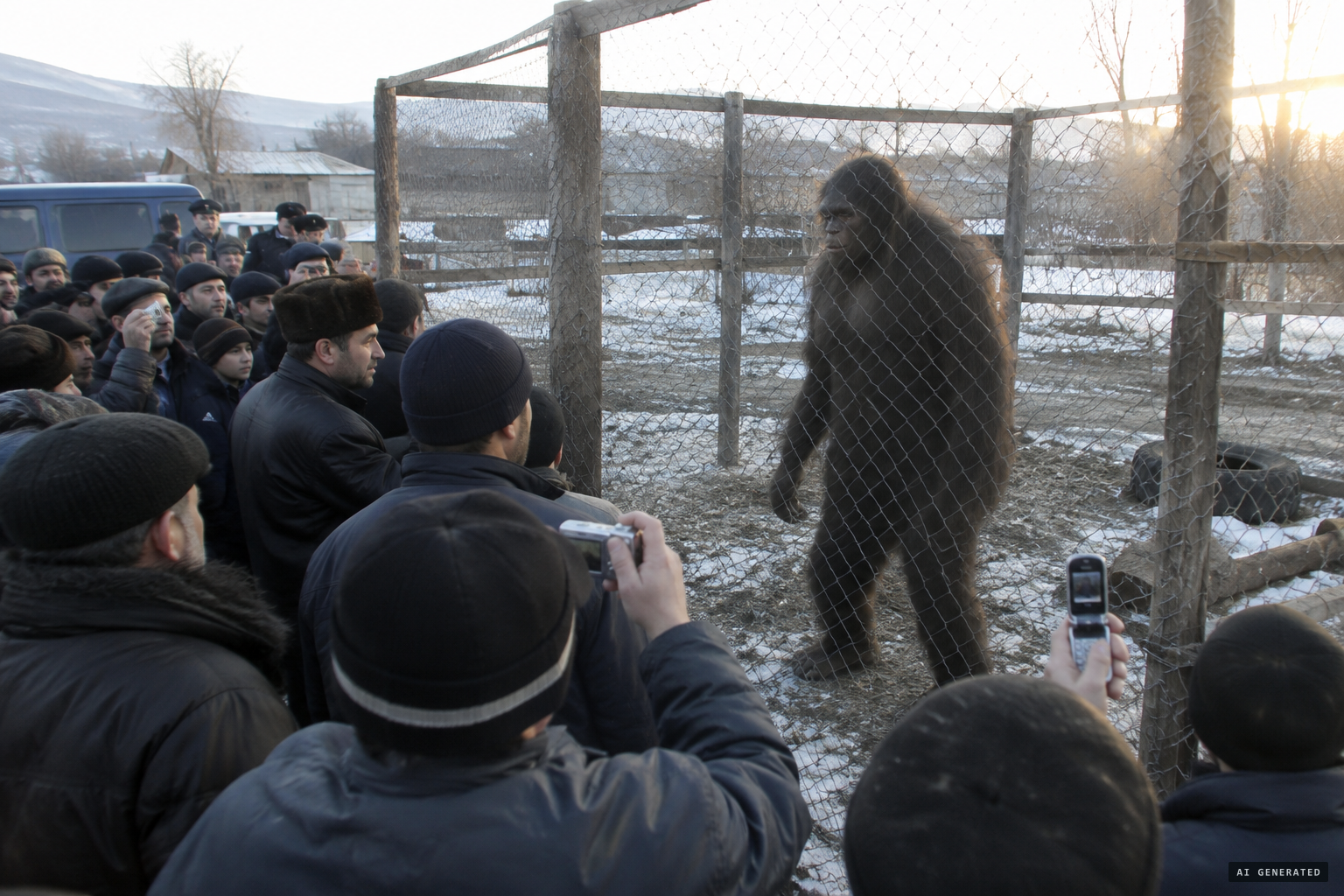 Tourists crowd the 'zoo' in Surkhakhi to see her