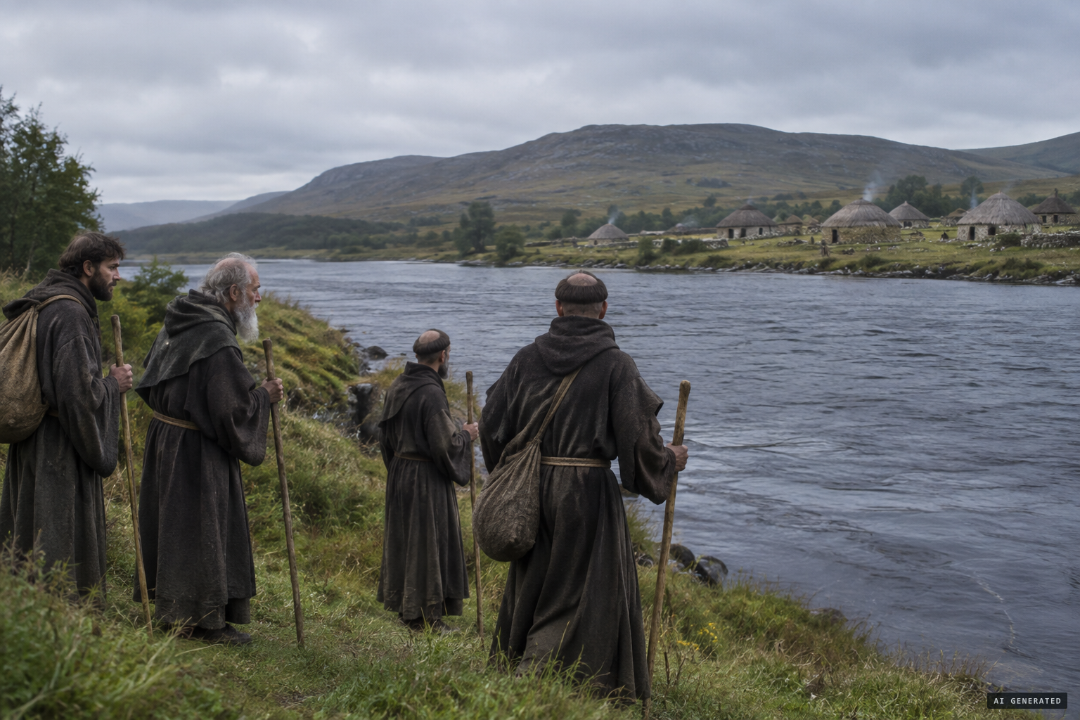 Columba and his companions reach the River Ness in the land of the Picts