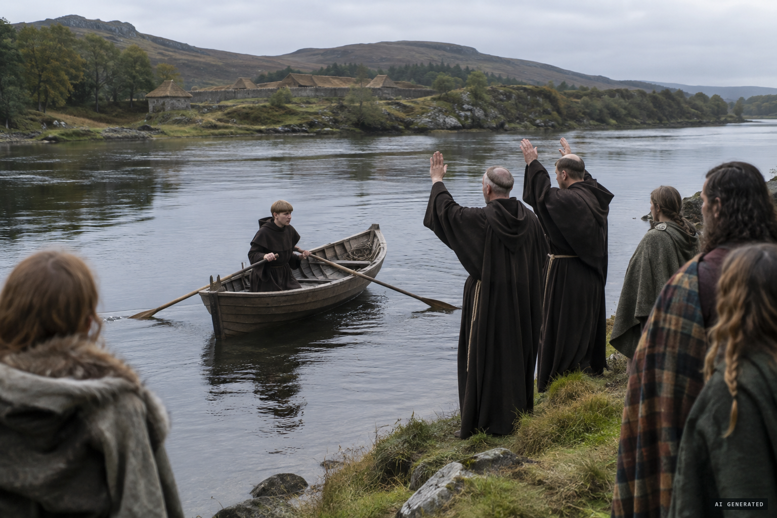 Lugne returns safe in the boat as monks and heathens alike praise God