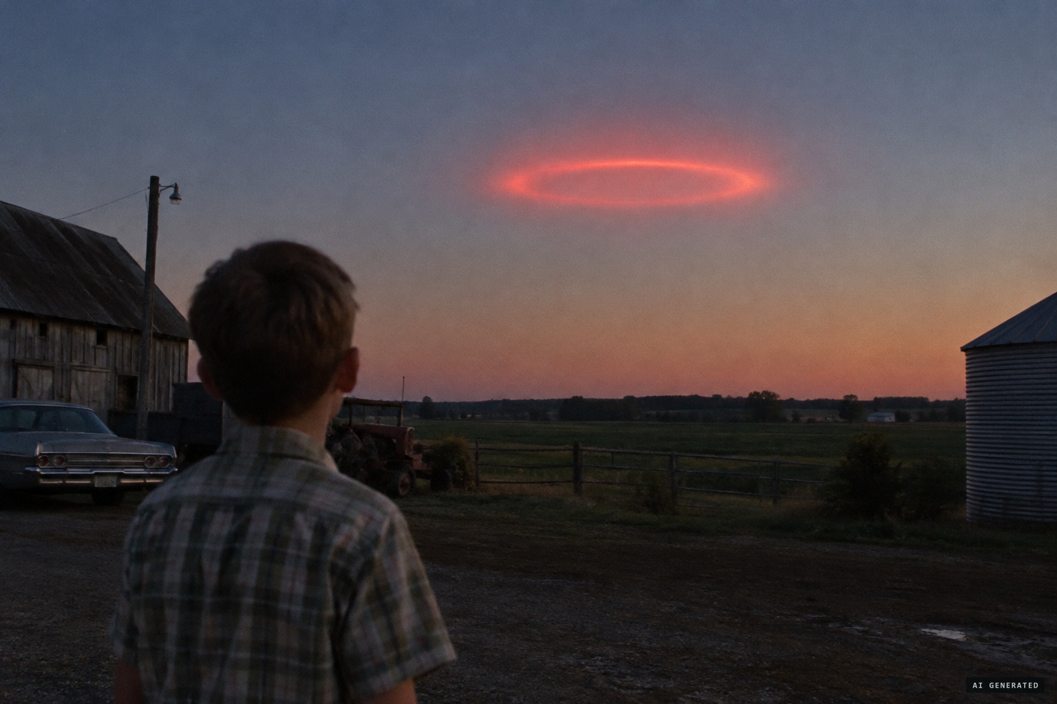 Denis sees a circle girdled by a shining red halation